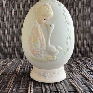 Precious Moments Figurine 1993 Easter Egg Make A Joyful Noise Girl Goose Holiday